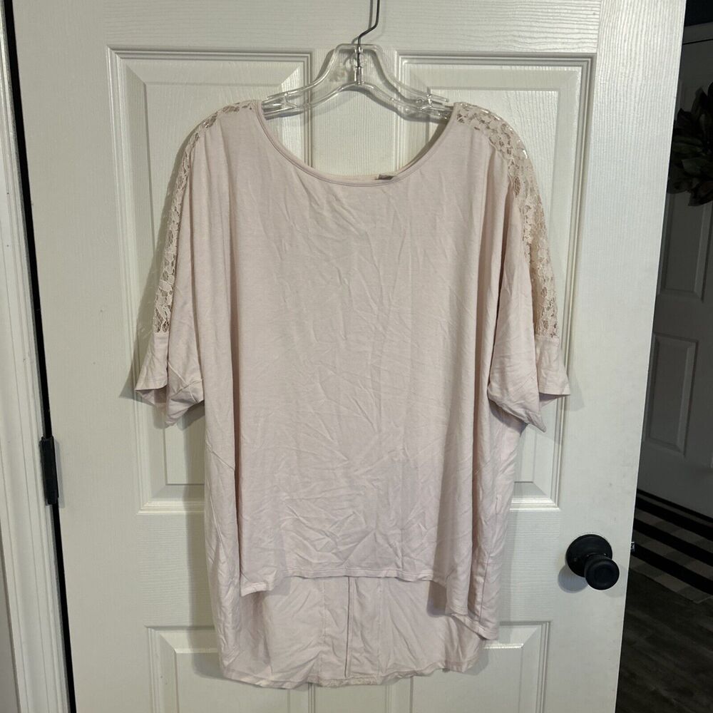 NWT Chico's Lorrine Tinted Pink LACE 3/4 Sleeve Size 3